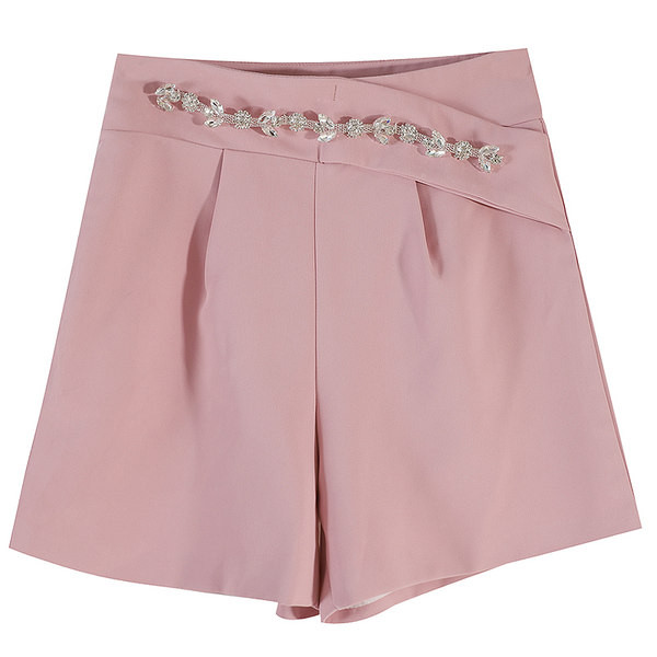 Pantaloni scurți de damă cu talie înaltă și decor