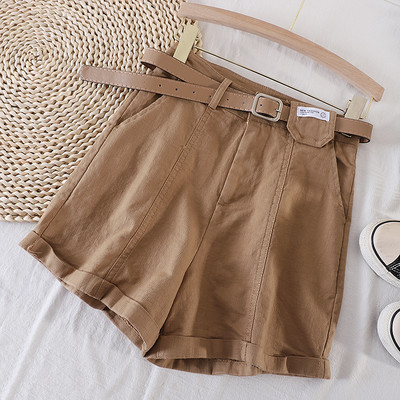 Pantaloni casual cu buzunare si curea