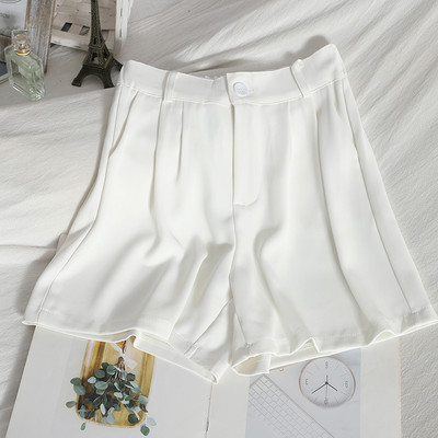 Pantaloni scurți de damă cu nasture cu talie înaltă și buzunar