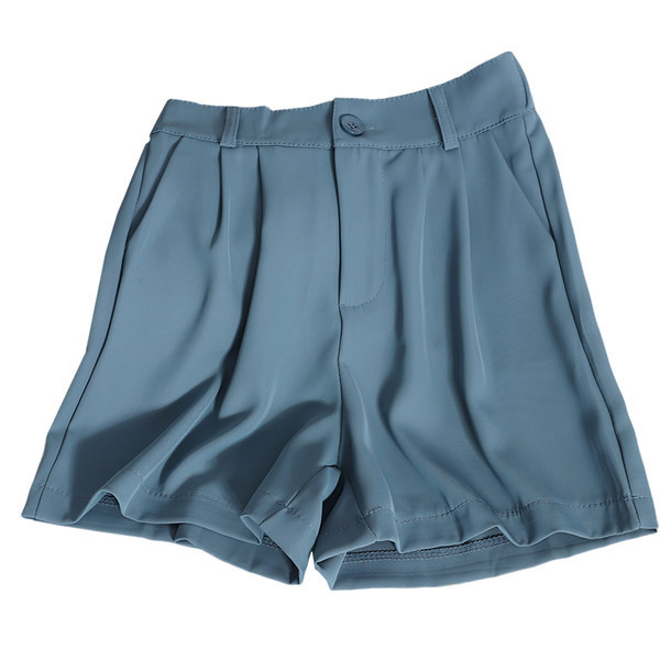 Pantaloni scurți de damă cu nasture cu talie înaltă și buzunar