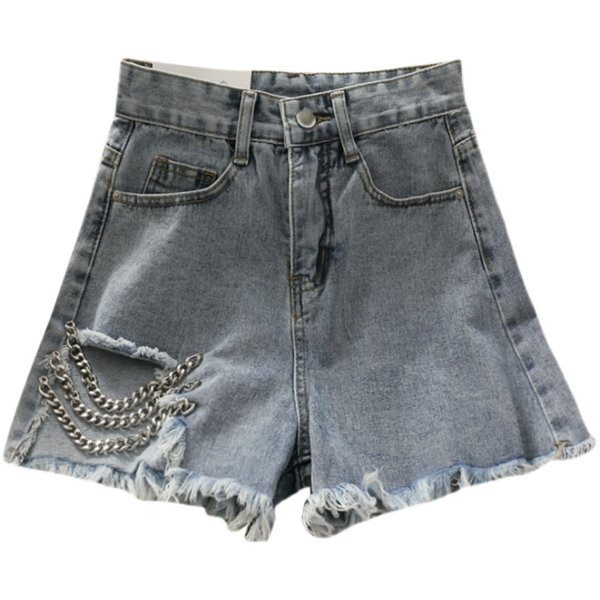 Sieviešu džinsa šorti ar metāla ķēdītēm