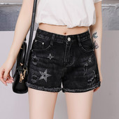 Sieviešu moderni džinsa šorti ar augstu vidukli