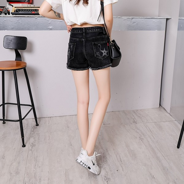 Sieviešu moderni džinsa šorti ar augstu vidukli