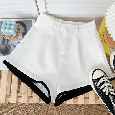 Ежедневни дамски панталони с висока талия в бял и черен цвят