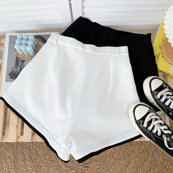 Ежедневни дамски панталони с висока талия в бял и черен цвят