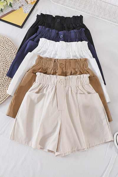 Pantaloni scurti de dama cu talie elastica in mai multe culori