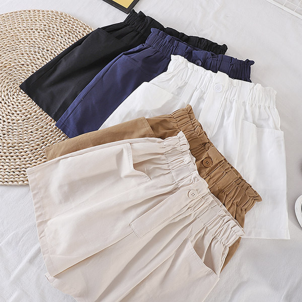 Pantaloni scurti de dama cu talie elastica in mai multe culori