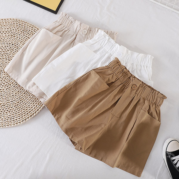 Pantaloni scurti de dama cu talie elastica in mai multe culori