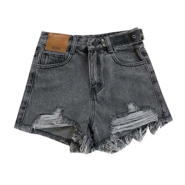 Модерни къси дънки със скъсани мотиви и цип