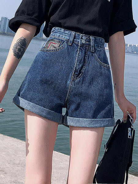 Дънкови къси панталони с джобове за жени