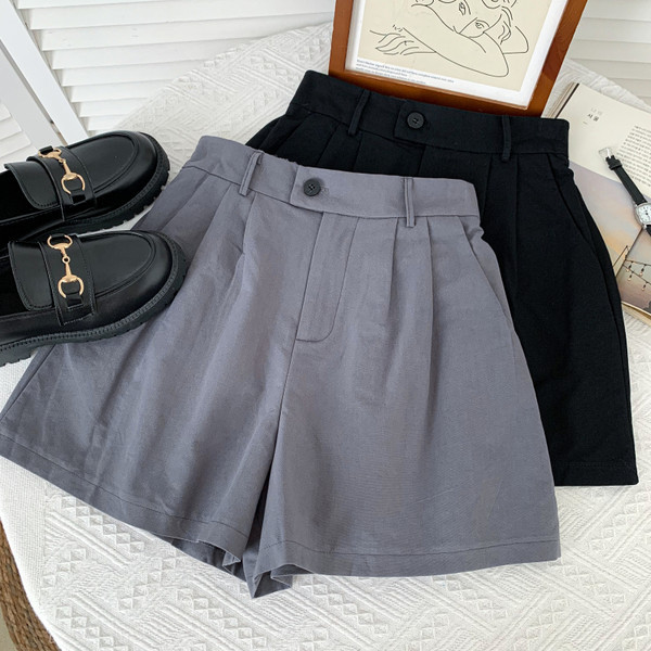 Model larg de pantaloni scurti de dama cu talie inalta in mai multe culori