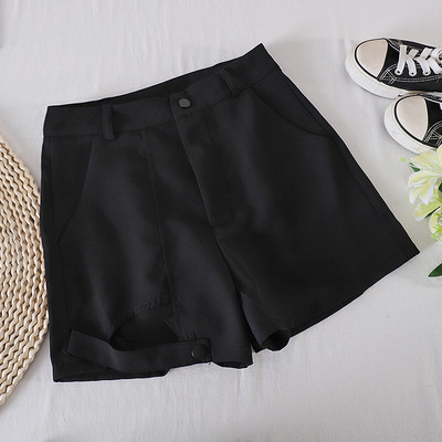 Sieviešu vienkrāsaini šorti ar augstu vidukli un kabatām
