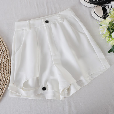 Sieviešu vienkrāsaini šorti ar augstu vidukli un kabatām