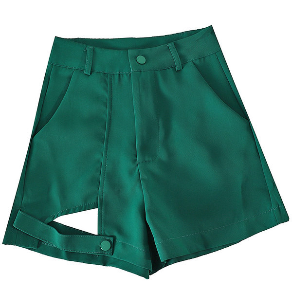 Sieviešu vienkrāsaini šorti ar augstu vidukli un kabatām