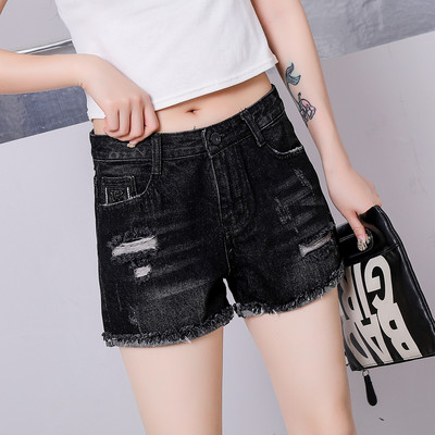 Sieviešu moderni šorti ar augstu vidukli un saplēstiem motīviem