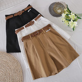 Sieviešu bikses ar jostu un kabatām trīs krāsās