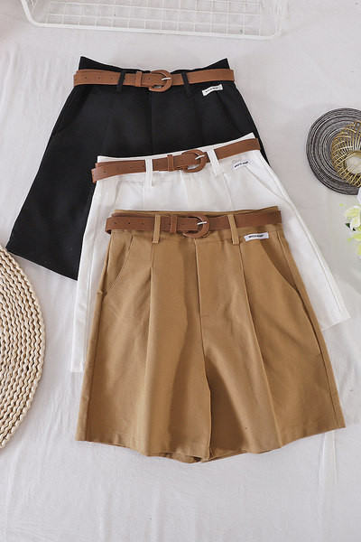 Sieviešu bikses ar jostu un kabatām trīs krāsās