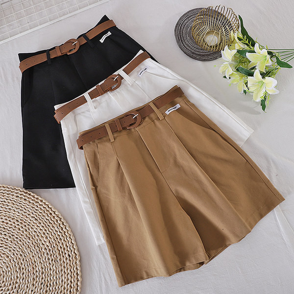 Sieviešu bikses ar jostu un kabatām trīs krāsās