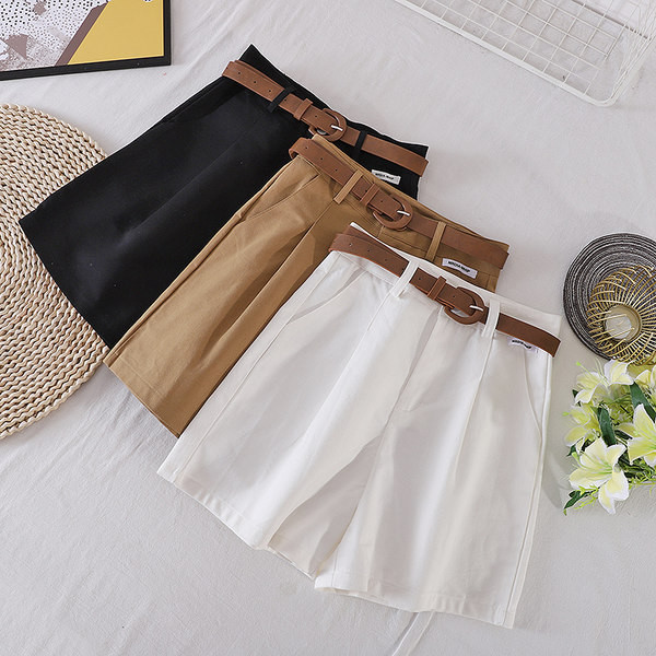 Sieviešu bikses ar jostu un kabatām trīs krāsās