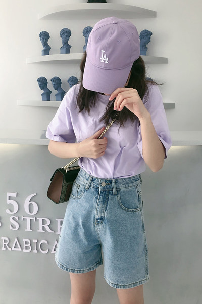 Дамски модерни деним панталони 3/4 дължина с висока талия