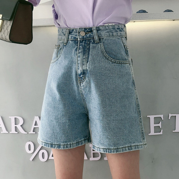 Дамски модерни деним панталони 3/4 дължина с висока талия