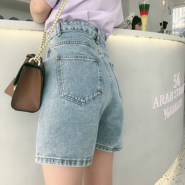 Дамски модерни деним панталони 3/4 дължина с висока талия