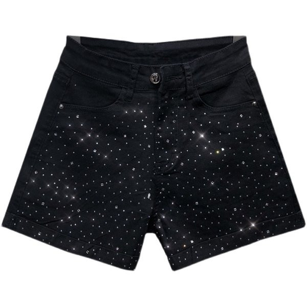 Stilīgi sieviešu šorti ar dekoratīviem akmeņiem vienkāršs modelis
