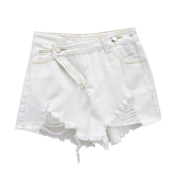 Blugi moderni scurti cu nasture si motive rupte