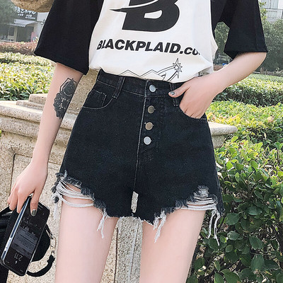 Model nou de pantaloni scurți din denim cu buzunare și nasturi