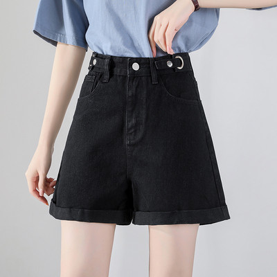 Sieviešu džinsi ar pogām un augstu vidukli