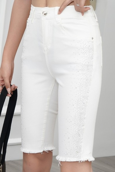 Aktuālās sieviešu džinsa bikses ar augstu vidukli un 3/4 garumu