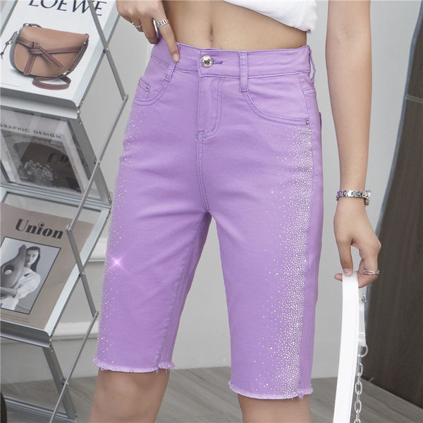 Aktuālās sieviešu džinsa bikses ar augstu vidukli un 3/4 garumu