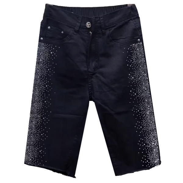 Aktuālās sieviešu džinsa bikses ar augstu vidukli un 3/4 garumu