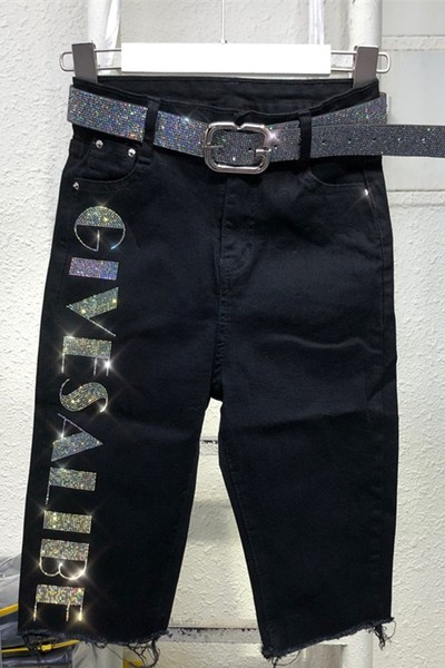 Pantaloni casual dama lungime 3/4 cu inscriptie