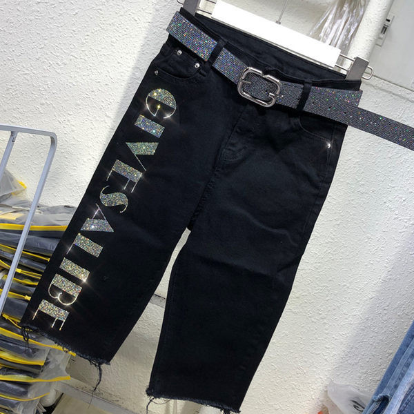 Pantaloni casual dama lungime 3/4 cu inscriptie