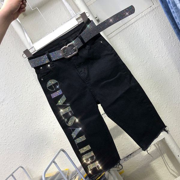 Pantaloni casual dama lungime 3/4 cu inscriptie