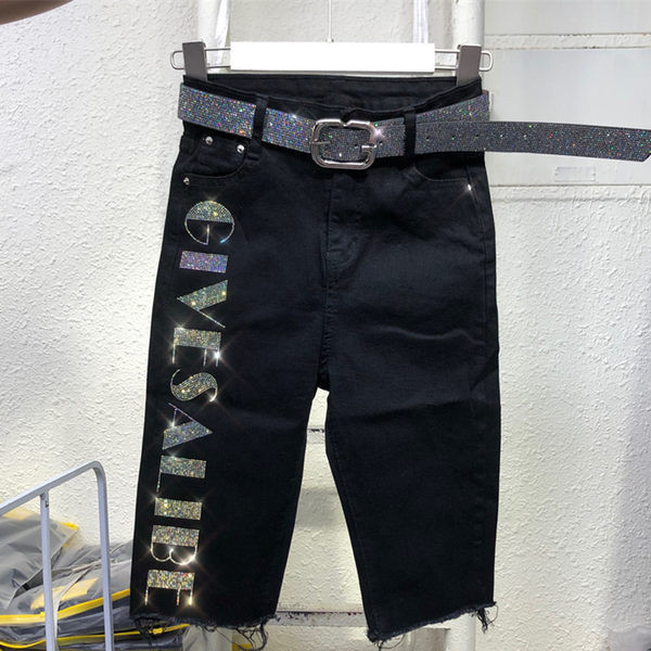 Pantaloni casual dama lungime 3/4 cu inscriptie