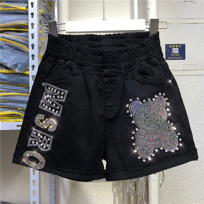 Дамски къси панталони с бродерия и висока талия