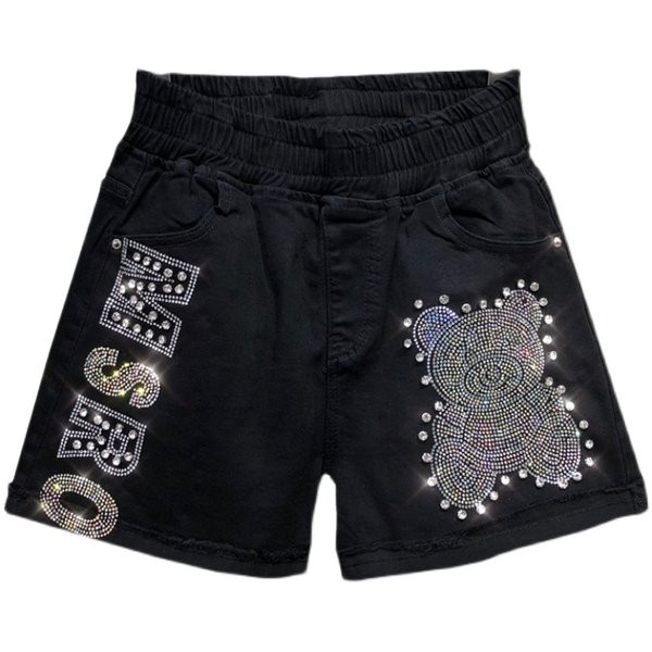 Дамски къси панталони с бродерия и висока талия