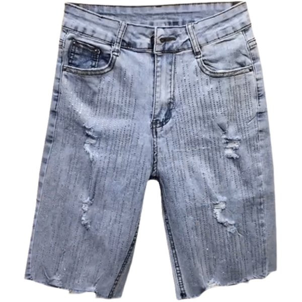 Sieviešu ikdienas bikses 3/4 garumā ar saplēstiem motīviem