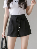 Pantaloni scurti de dama cu cravate in doua culori