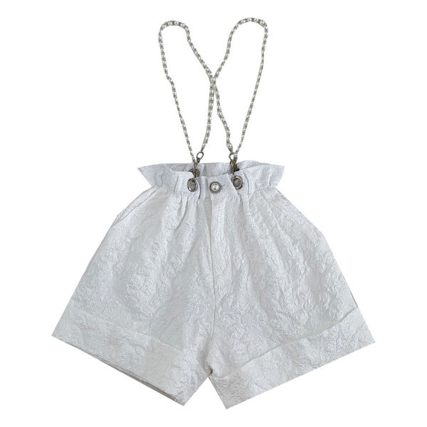Moderni sieviešu šorti ar pērļu ķēdīti baltā un melnā krāsā