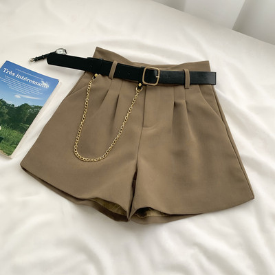 Sieviešu platie šorti ar augstu jostasvietu un metāla ķēdīti