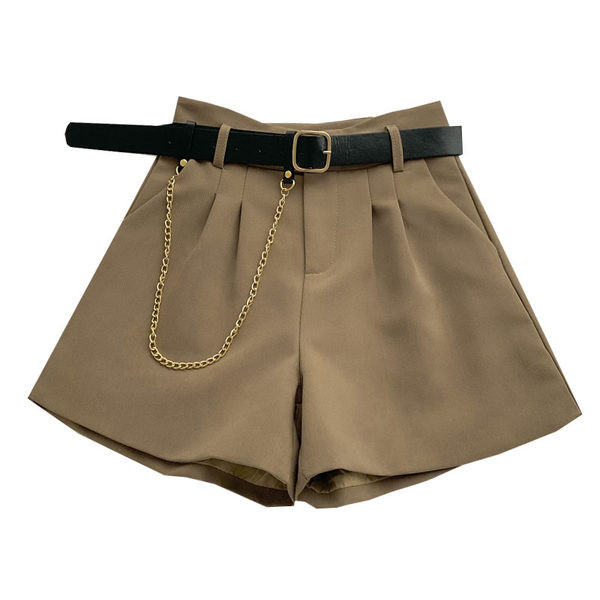 Sieviešu platie šorti ar augstu jostasvietu un metāla ķēdīti