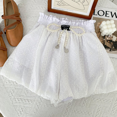 Sieviešu ikdienas šorti ar pērlēm baltā un melnā krāsā