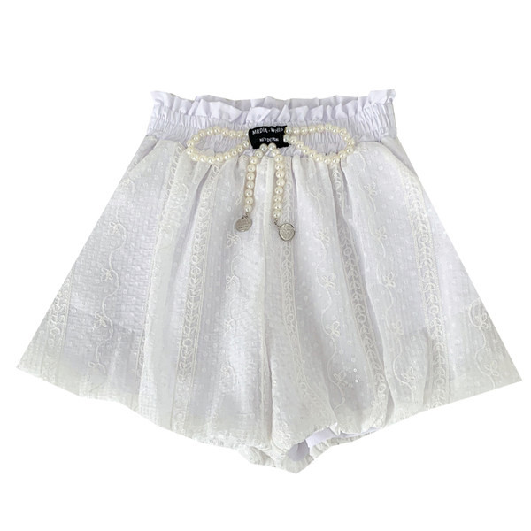 Sieviešu ikdienas šorti ar pērlēm baltā un melnā krāsā