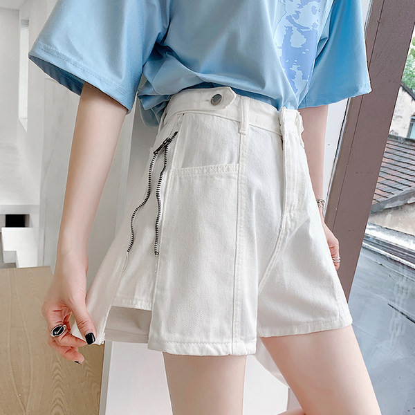 Modernas sieviešu bikses ar augstu vidukli un rāvējslēdzēju sānos