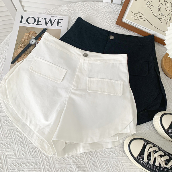 Sieviešu ikdienas šortu plats modelis ar augstu vidukli