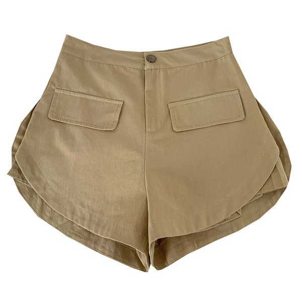 Sieviešu ikdienas šortu plats modelis ar augstu vidukli