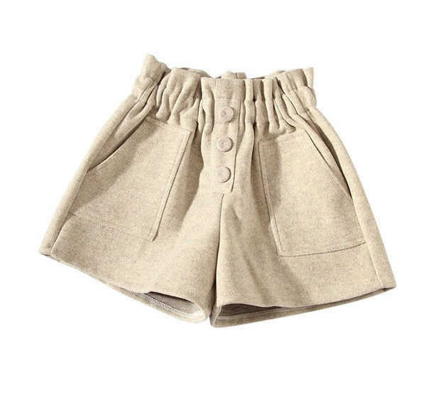 Къси дамски панталони с висока талия широк модел и копчета